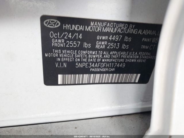 5NPE34AF0FH117449 Hyundai Sonata Sport