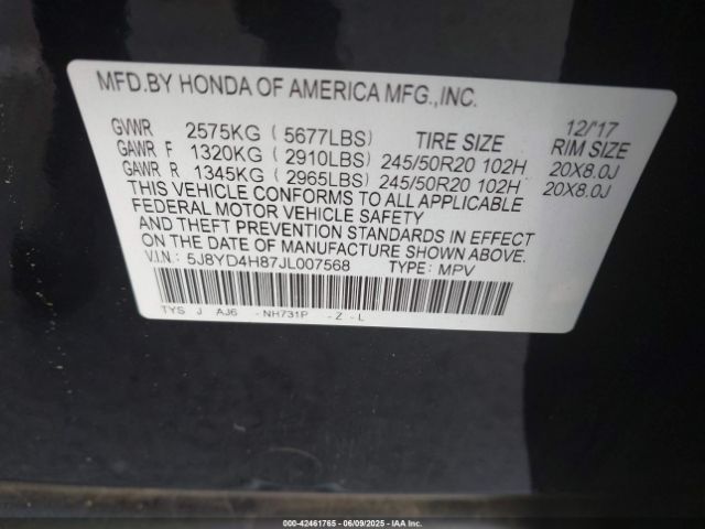 2018 ACURA MDX 5J8YD4H87JL007568 Photo 8