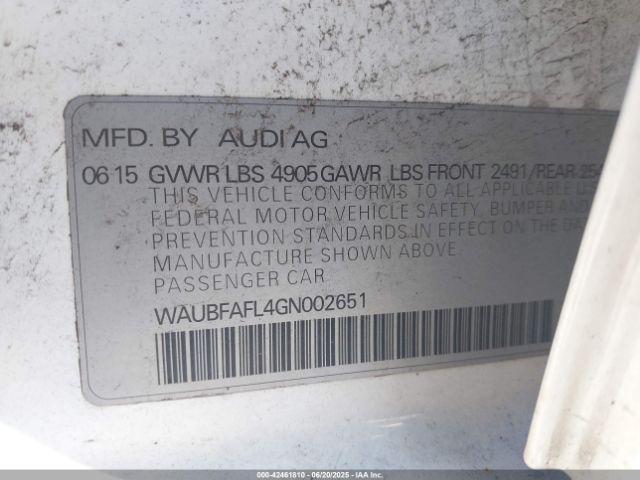 2016 AUDI A4 WAUBFAFL4GN002651 Photo 8