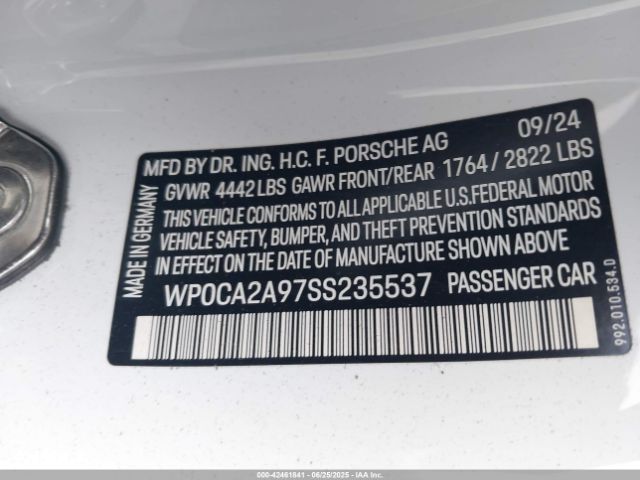 2025 PORSCHE 911 WP0CA2A97SS235537 Photo 8