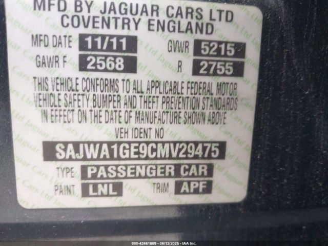 2012 JAGUAR XJ SAJWA1GE9CMV29475 Photo 8