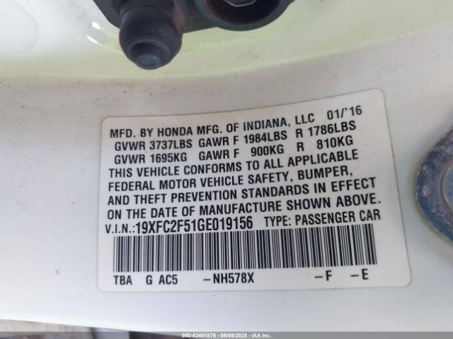 19XFC2F51GE019156 Honda k20c2