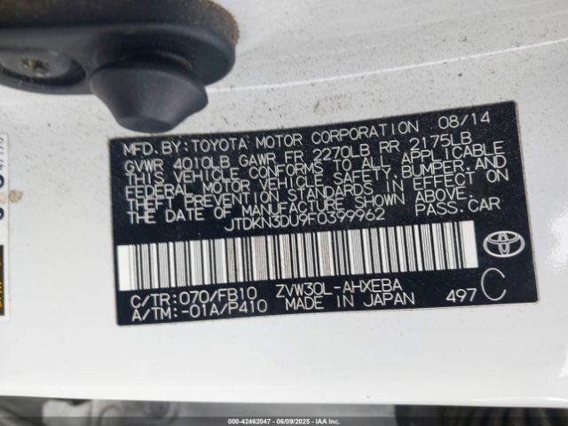 JTDKN3DU9F0399962 Toyota 2zr-fxe+3jm