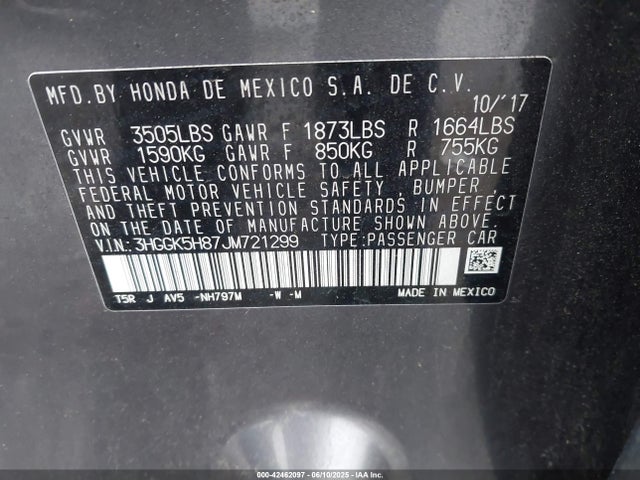 3HGGK5H87JM721299 Honda l15b1