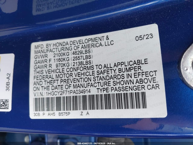 1HGCY2F71PA034914 Honda lfc5