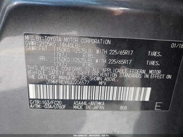 Toyota 2ar-fe 2018 JTMRFREV6JJ206577 Image 9