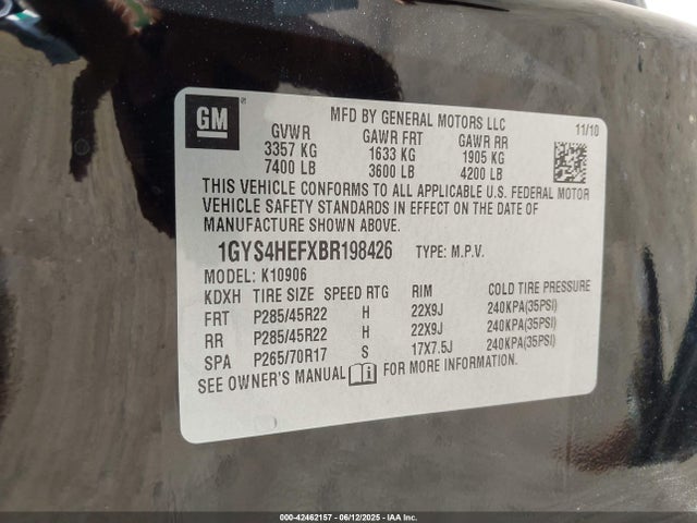 2011 CADILLAC ESCALADE ESV 1GYS4HEFXBR198426 Photo 8