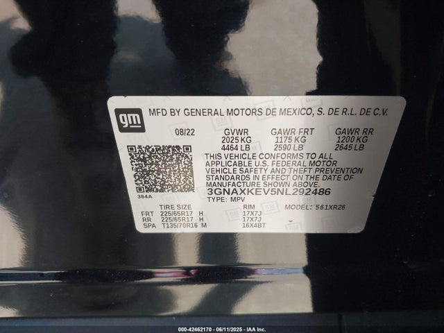 Chevrolet lyx 2022 3GNAXKEV5NL292486 Image 9