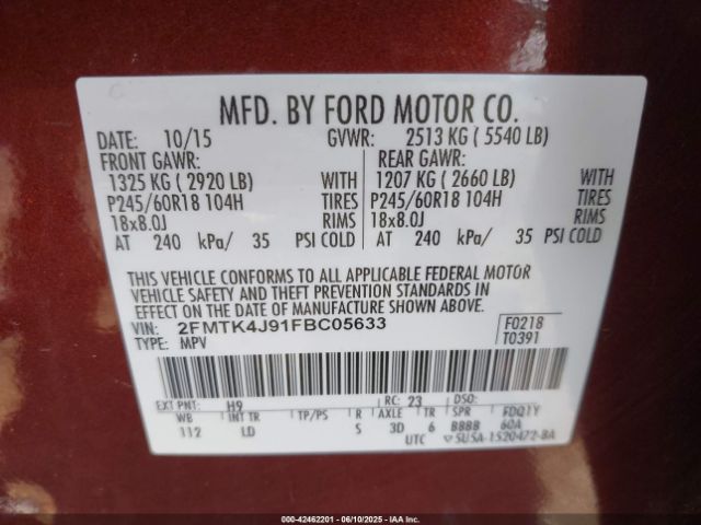 2015 FORD EDGE 2FMTK4J91FBC05633 Photo 8
