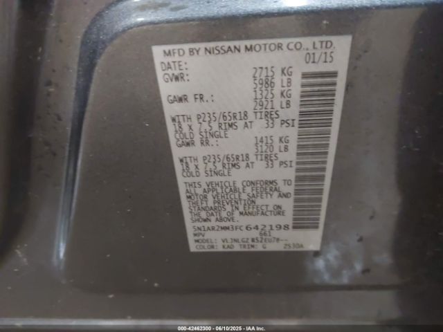 2015 NISSAN PATHFINDER 5N1AR2MM3FC642198 Photo 8