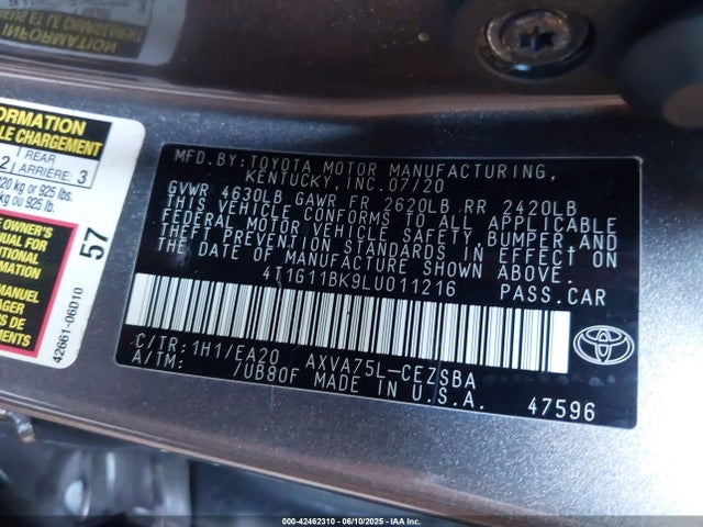 4T1G11BK9LU011216 Toyota a25a-fks