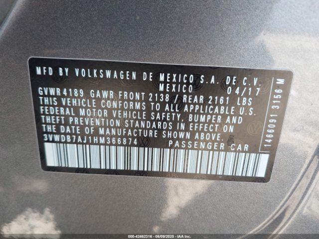 2017 VOLKSWAGEN JETTA 3VWDB7AJ1HM366874 Photo 8