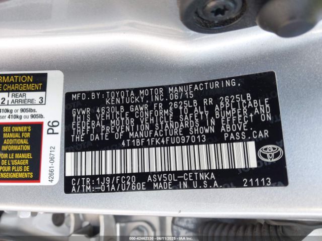 2015 TOYOTA CAMRY 4T1BF1FK4FU097013 Photo 8
