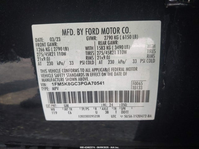 1FM5K8GC3PGA70541 Ford gtdi