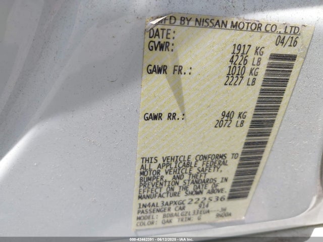 1N4AL3APXGC222536 Nissan 2016