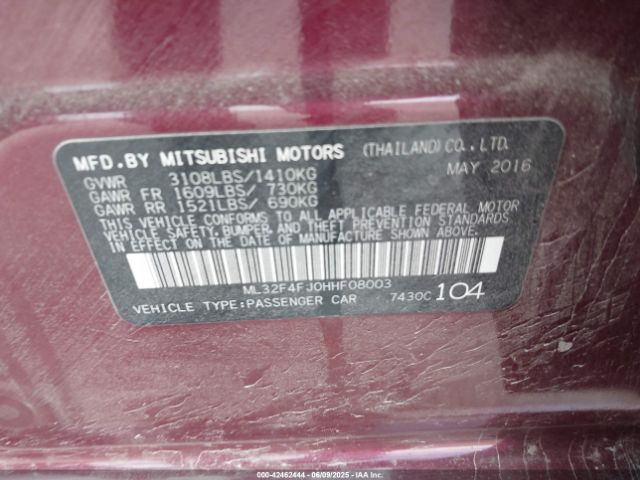 2017 MITSUBISHI MIRAGE G4 ML32F4FJ0HHF08003 Photo 8