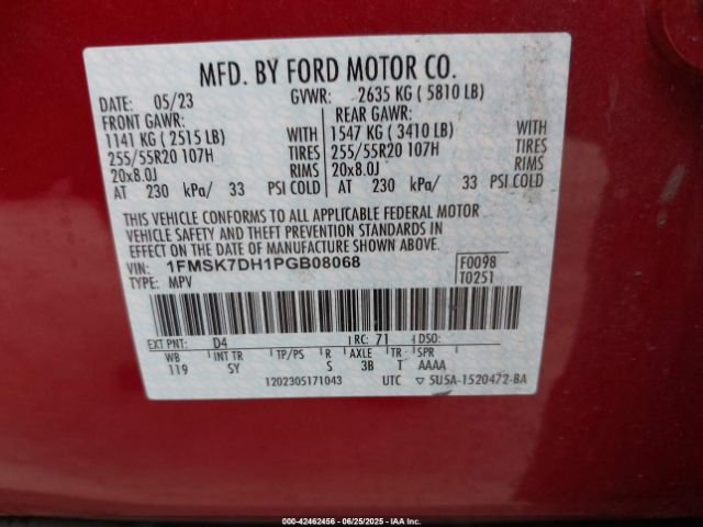 2023 FORD EXPLORER 1FMSK7DH1PGB08068 Photo 8