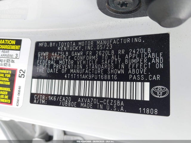 4T1T11AK9PU168816 Toyota a25a-fks