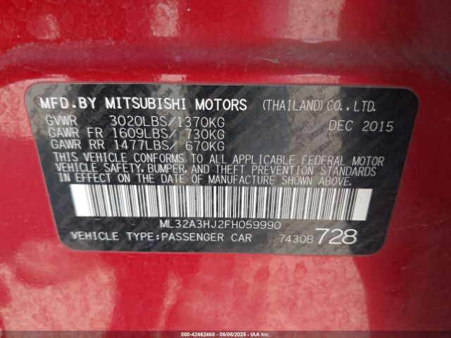 2015 MITSUBISHI MIRAGE ML32A3HJ2FH059990 Photo 8