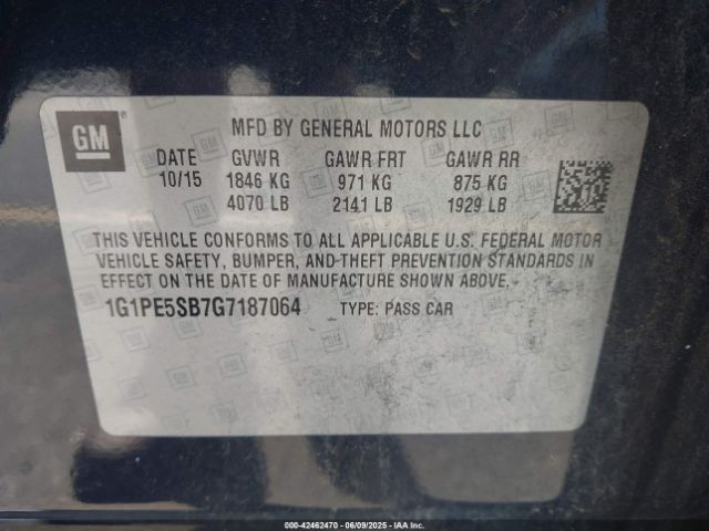 1G1PE5SB7G7187064 Chevrolet Cruze Limited 1lt Auto