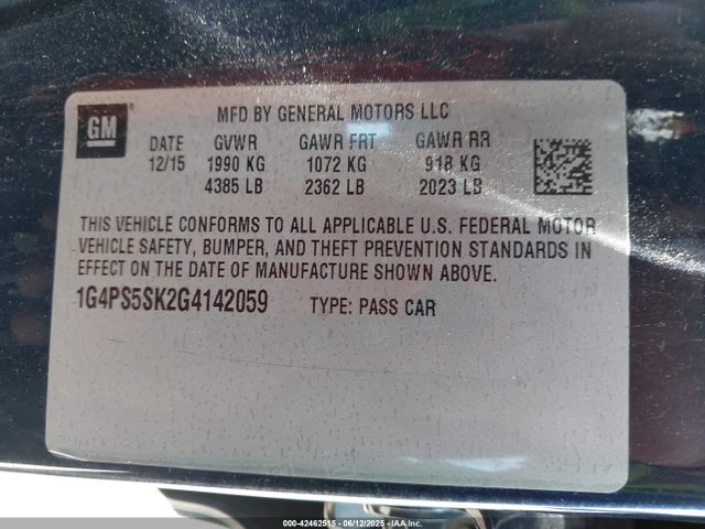 1G4PS5SK2G4142059 Buick lea - gas/alc, sidi, alum, ho
