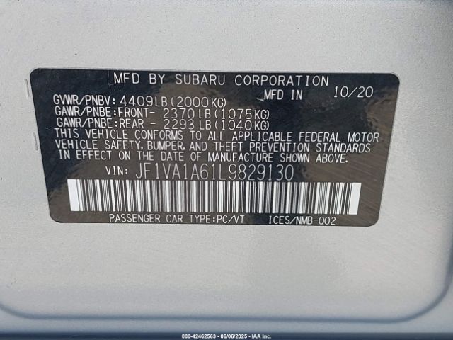 JF1VA1A61L9829130 Subaru WRX