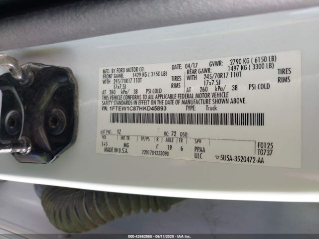 1FTEW1C87HKD45893 Ford F-150 Xlt