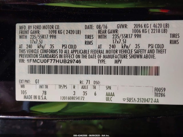 1FMCU0F77HUB29746 Ford 2.5l i-vct