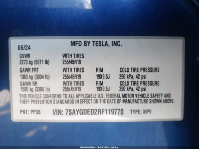 2024 TESLA MODEL Y 7SAYGDED2RF119770 Photo 8