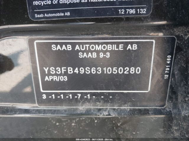 2003 SAAB 9-3 YS3FB49S631050280 Photo 8
