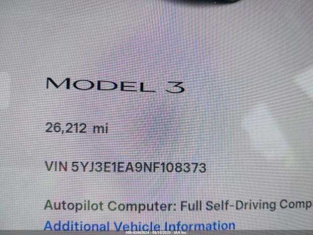 2022 TESLA MODEL 3 5YJ3E1EA9NF108373 Photo 6