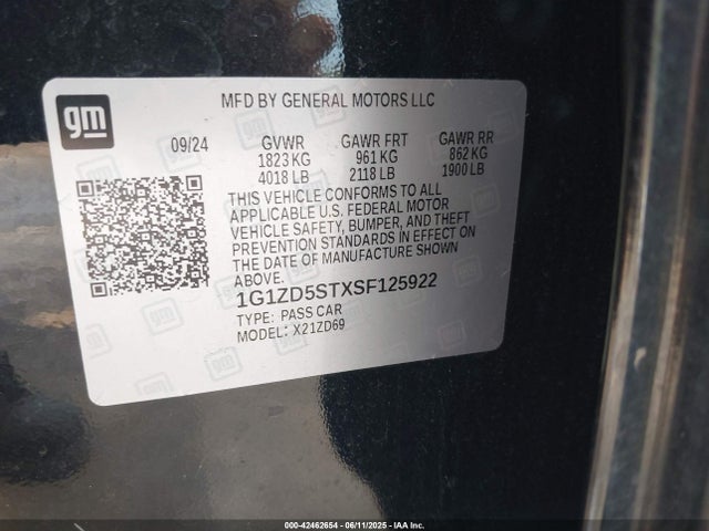 1G1ZD5STXSF125922 Chevrolet Malibu Fwd 1lt
