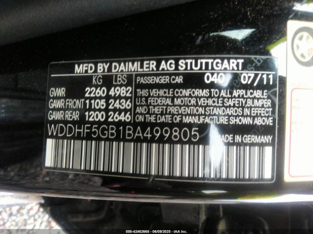 2011 MERCEDES-BENZ E 350 WDDHF5GB1BA499805 Photo 8