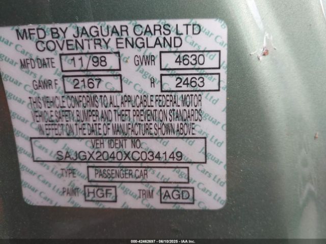 1999 JAGUAR XK8 SAJGX2040XC034149 Photo 8
