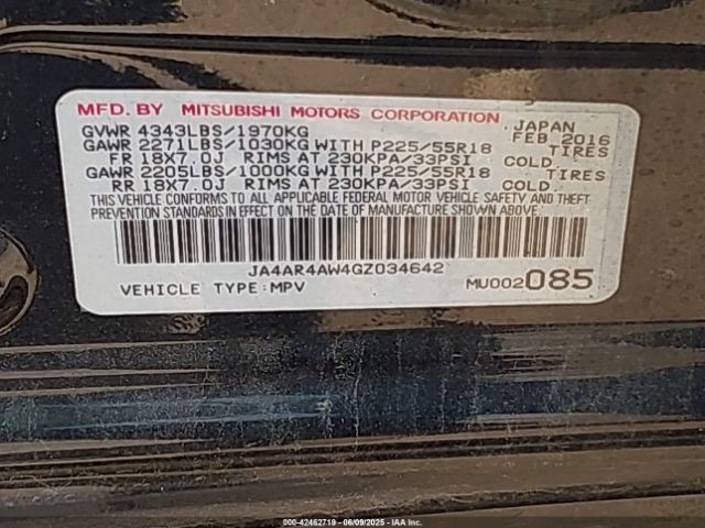 2016 MITSUBISHI OUTLANDER SPORT JA4AR4AW4GZ034642 Photo 8