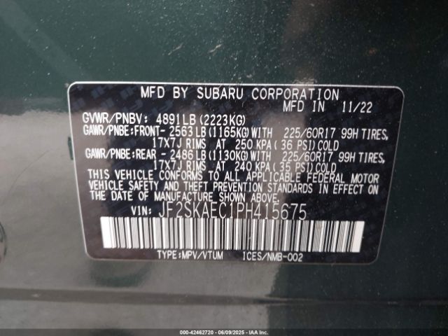 2023 SUBARU FORESTER JF2SKAEC1PH415675 Photo 8