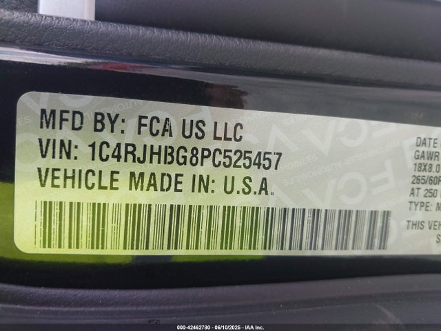 1C4RJHBG8PC525457 Jeep Grand Cherokee Limited 4x4