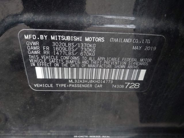 ML32A3HJ8KH014773 Mitsubishi MIRAGE ES