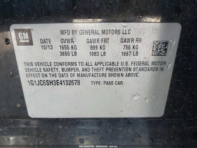 1G1JC6SH3E4132678 Chevrolet Sonic Lt Auto