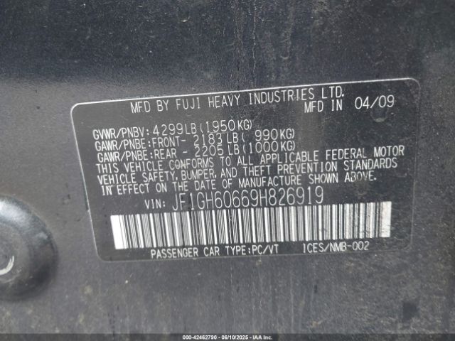 2009 SUBARU IMPREZA JF1GH60669H826919 Photo 8