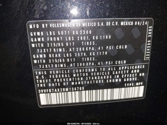 2024 VOLKSWAGEN TIGUAN 3VVFB7AX2RM134769 Photo 8