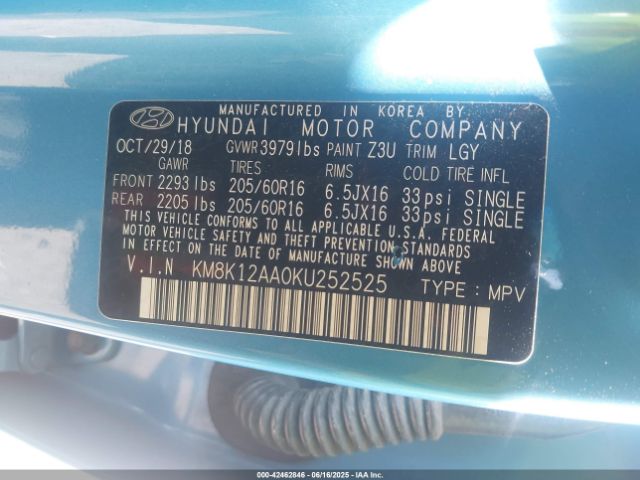 2019 HYUNDAI KONA KM8K12AA0KU252525 Photo 8