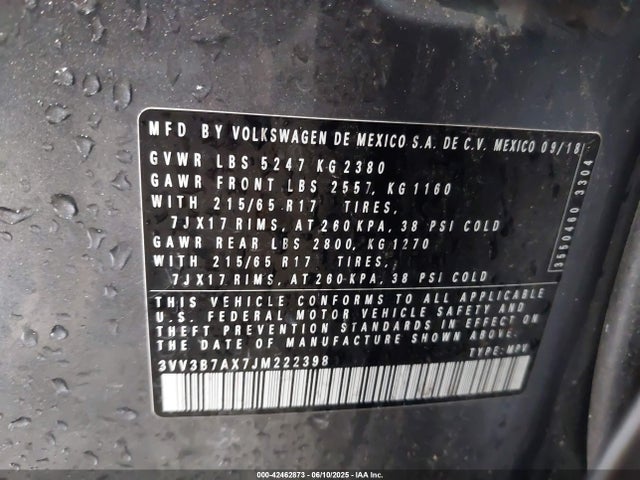 Volkswagen Tiguan 2018 3VV3B7AX7JM222398 Image 9