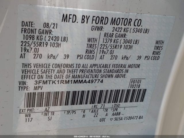 2021 FORD MUSTANG MACH-E 3FMTK1RM1MMA49774 Photo 8