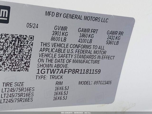 1GTW7AFP8R1181159 GMC Savana Cargo Rwd 2500 Regular Wheelbase Work Van