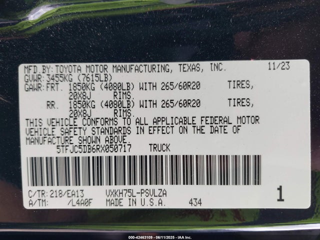 Toyota v35a-fts 2024 5TFJC5DB6RX050717 Image 9