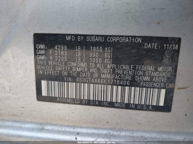 Subaru Impreza 2019 4S3GTAA66K1718406 Image 9