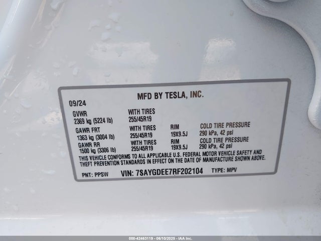 2024 TESLA MODEL Y 7SAYGDEE7RF202104 Photo 8