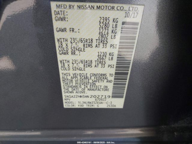 5N1AZ2MH5HN202719 Nissan 2017