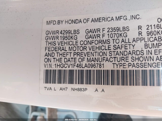 1HGCV1F46LA096781 Honda l15be